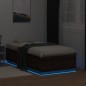vidaXL Bettgestell mit LED Braun Eichen-Optik 75x190 cm Holzwerkstoff vidaXL Bettgestell mit LED Braun Eichen-Optik 75x190 cm Holzwerkstoff