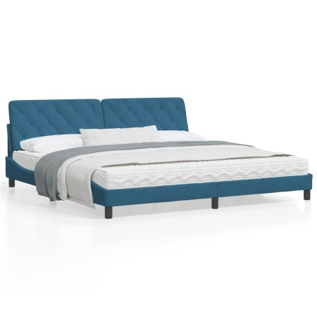 vidaXL Bettgestell mit Kopfteil Blau 200x200 cm Samt