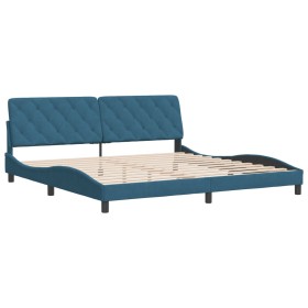 vidaXL Bettgestell mit Kopfteil Blau 200x200 cm Samt