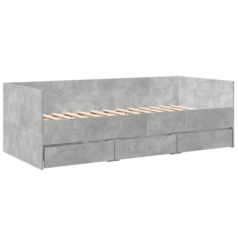 vidaXL Tagesbett mit Schubladen Betongrau 90x200 cm Holzwerkstoff vidaXL Tagesbett mit Schubladen Betongrau 90x200 cm Holzwerkstoff