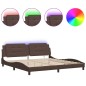 vidaXL Bettgestell mit LED Braun 200x200 cm Kunstleder vidaXL Bettgestell mit LED Braun 200x200 cm Kunstleder