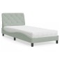 vidaXL Bett mit Matratze Hellgrau 90x190 cm Samt vidaXL Bett mit Matratze Hellgrau 90x190 cm Samt