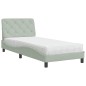 vidaXL Bett mit Matratze Hellgrau 90x190 cm Samt vidaXL Bett mit Matratze Hellgrau 90x190 cm Samt