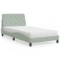 vidaXL Bett mit Matratze Hellgrau 100x200 cm Samt vidaXL Bett mit Matratze Hellgrau 100x200 cm Samt