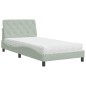 vidaXL Bett mit Matratze Hellgrau 100x200 cm Samt vidaXL Bett mit Matratze Hellgrau 100x200 cm Samt