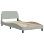 vidaXL Bett mit Matratze Hellgrau 100x200 cm Samt vidaXL Bett mit Matratze Hellgrau 100x200 cm Samt