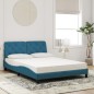 vidaXL Bett mit Matratze Blau 140x190 cm Samt vidaXL Bett mit Matratze Blau 140x190 cm Samt