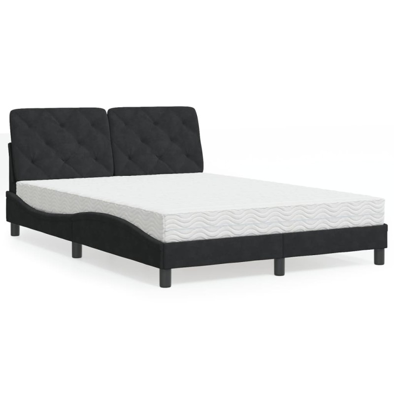 vidaXL Bett mit Matratze Schwarz 140x190 cm Samt vidaXL Bett mit Matratze Schwarz 140x190 cm Samt