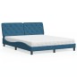 vidaXL Bett mit Matratze Blau 160x200 cm Samt vidaXL Bett mit Matratze Blau 160x200 cm Samt