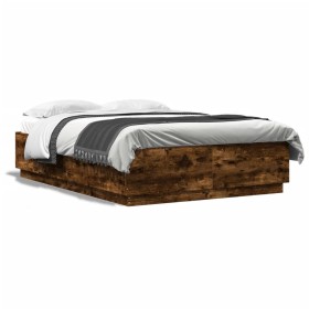 vidaXL Bettgestell Räuchereiche 160x200 cm Holzwerkstoff