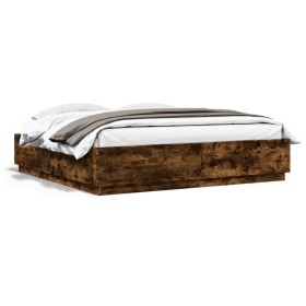 vidaXL Bettgestell Räuchereiche 200x200 cm Holzwerkstoff