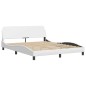 vidaXL Bett mit Matratze Weiß 160x200 cm Kunstleder vidaXL Bett mit Matratze Weiß 160x200 cm Kunstleder