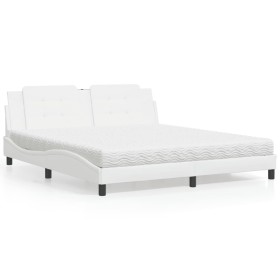 vidaXL Bett mit Matratze Weiß 180x200 cm Kunstleder