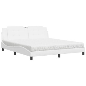 vidaXL Bett mit Matratze Weiß 180x200 cm Kunstleder