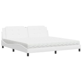 vidaXL Bett mit Matratze Weiß 200x200 cm Kunstleder