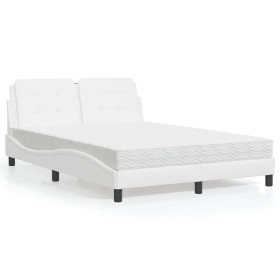 vidaXL Bett mit Matratze Weiß 140x190 cm Kunstleder