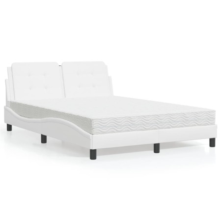 vidaXL Bett mit Matratze Weiß 140x190 cm Kunstleder