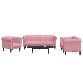 vidaXL 3-tlg. Sofagarnitur Rosa Samt