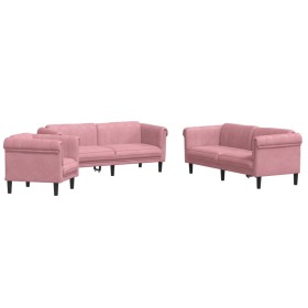 vidaXL 3-tlg. Sofagarnitur Rosa Samt