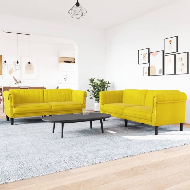 vidaXL 2-tlg. Sofagarnitur Gelb Samt vidaXL 2-tlg. Sofagarnitur Gelb Samt