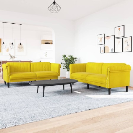 vidaXL 2-tlg. Sofagarnitur Gelb Samt