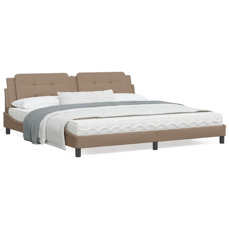 vidaXL Bettgestell mit Kopfteil Cappuccino-Braun 200x200 cm Kunstleder vidaXL Bettgestell mit Kopfteil Cappuccino-Braun 200x200 cm Kunstleder