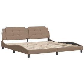 vidaXL Bettgestell mit Kopfteil Cappuccino-Braun 200x200 cm Kunstleder