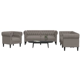 vidaXL 3-tlg. Sofagarnitur Taupe Stoff