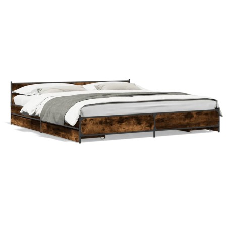 vidaXL Bettgestell mit Schubladen Räuchereiche 200x200cm Holzwerkstoff