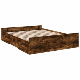 vidaXL Bettgestell mit Schubladen Räuchereiche 140x200cm Holzwerkstoff