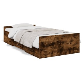 vidaXL Bettgestell mit Schubladen Räuchereiche 90x190 cm Holzwerkstoff