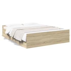 vidaXL Bettgestell mit Schubladen Sonoma-Eiche 140x200cm Holzwerkstoff