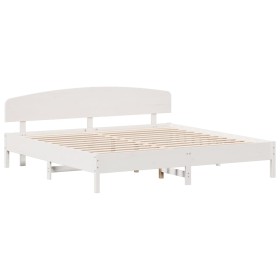 vidaXL Massivholzbett mit Kopfteil Weiß 180x200 cm Kiefer