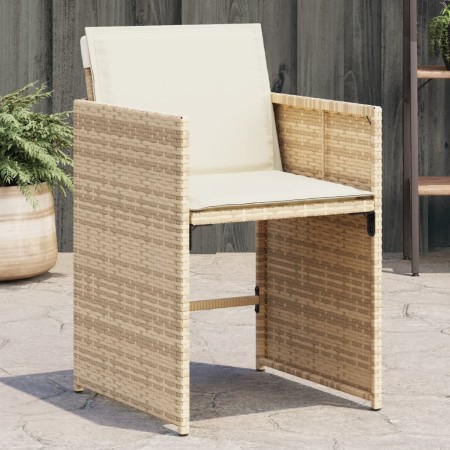 vidaXL Gartenstühle mit Kissen 4 Stk. Beige Poly Rattan