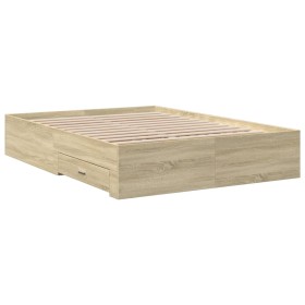 vidaXL Bettgestell mit Schubladen Sonoma-Eiche 120x190cm Holzwerkstoff