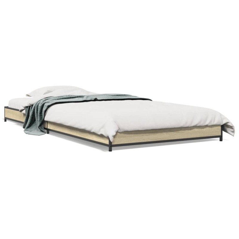 vidaXL Bettgestell Sonoma-Eiche 90x200 cm Holzwerkstoff und Metall vidaXL Bettgestell Sonoma-Eiche 90x200 cm Holzwerkstoff und Metall