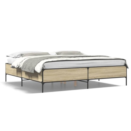 vidaXL Bettgestell Sonoma-Eiche 180x200 cm Holzwerkstoff und Metall