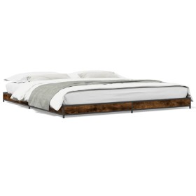 vidaXL Bettgestell Räuchereiche 200x200 cm Holzwerkstoff und Metall