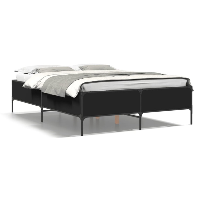 vidaXL Bettgestell Schwarz 140x190 cm Holzwerkstoff und Metall vidaXL Bettgestell Schwarz 140x190 cm Holzwerkstoff und Metall