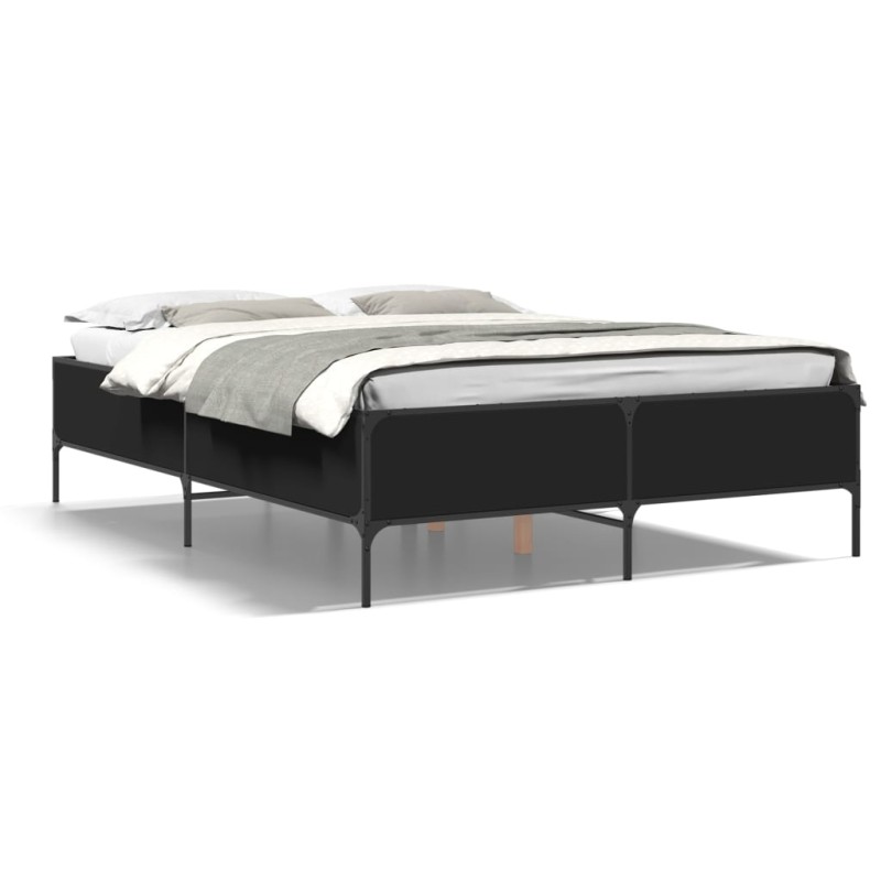 vidaXL Bettgestell Schwarz 140x200 cm Holzwerkstoff und Metall vidaXL Bettgestell Schwarz 140x200 cm Holzwerkstoff und Metall