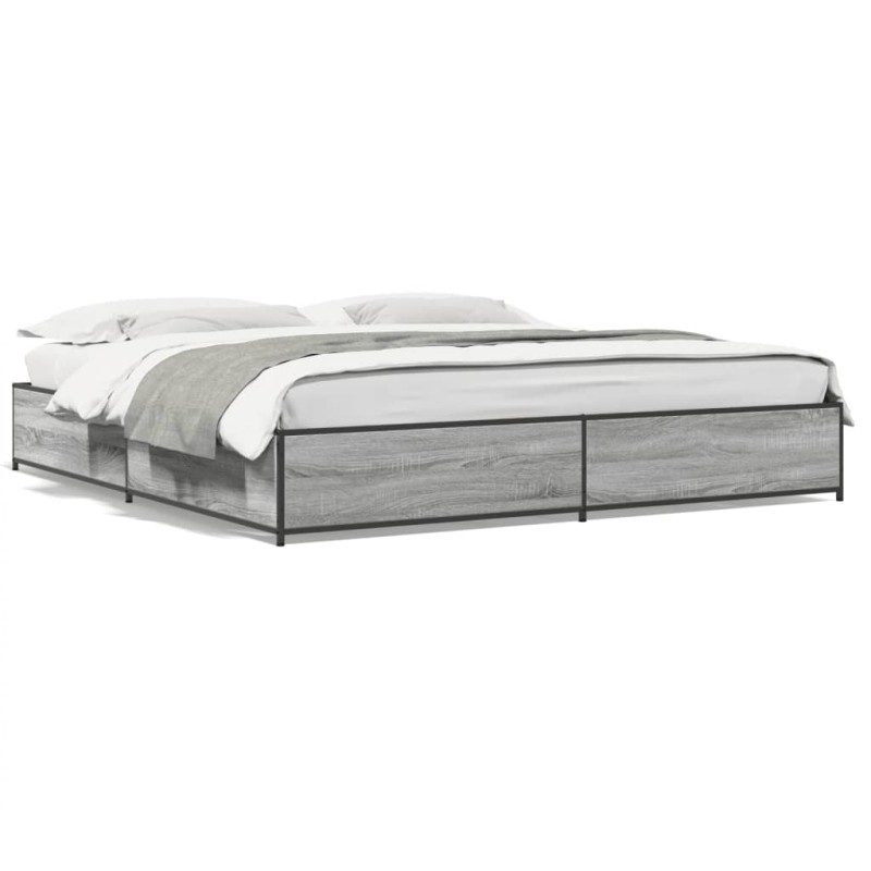 vidaXL Bettgestell Grau Sonoma 180x200 cm Holzwerkstoff und Metall vidaXL Bettgestell Grau Sonoma 180x200 cm Holzwerkstoff und Metall