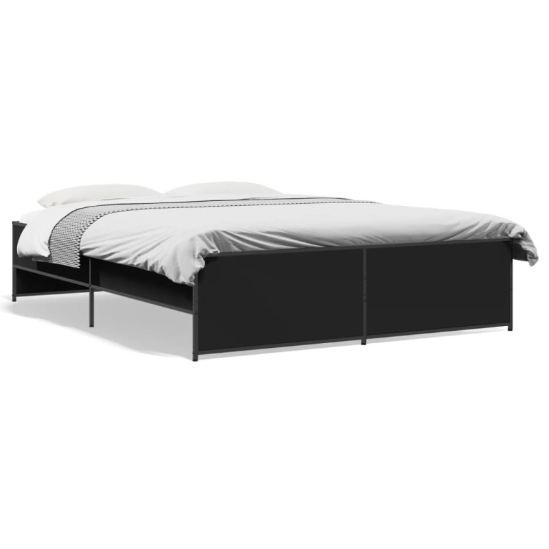 vidaXL Bettgestell Schwarz 140x200 cm Holzwerkstoff und Metall vidaXL Bettgestell Schwarz 140x200 cm Holzwerkstoff und Metall
