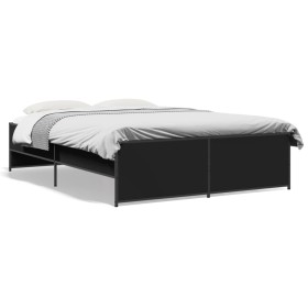 vidaXL Bettgestell Schwarz 135x190 cm Holzwerkstoff und Metall