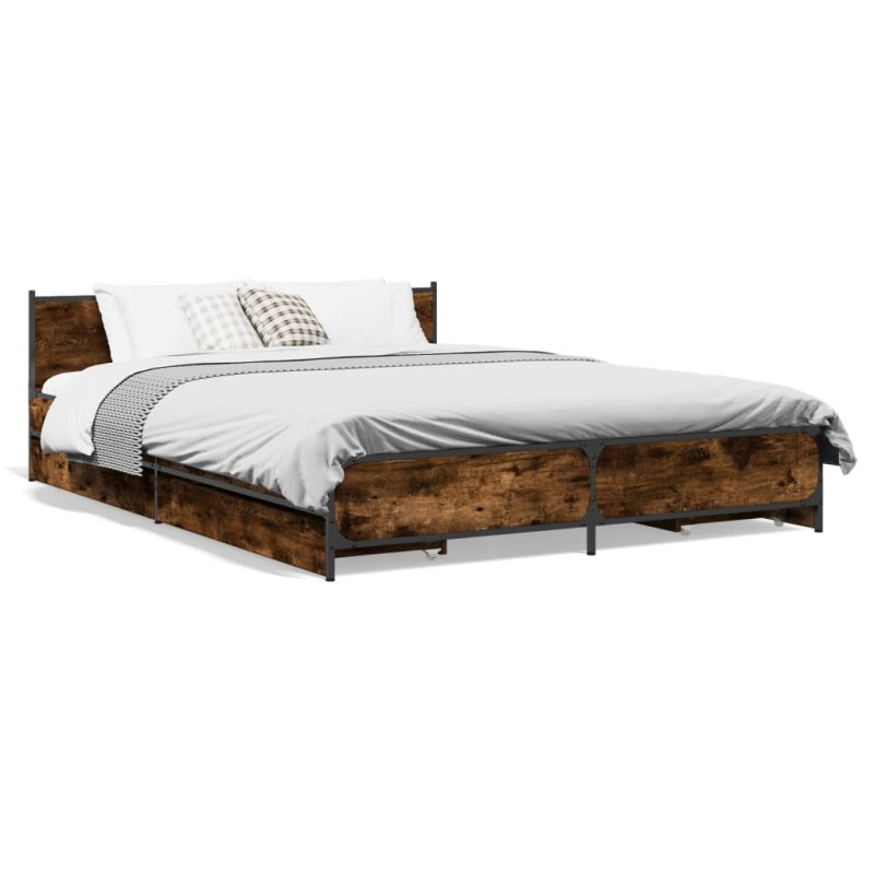 vidaXL Bettgestell mit Schubladen Räuchereiche 120x190cm Holzwerkstoff vidaXL Bettgestell mit Schubladen Räuchereiche 120x190cm Holzwerkstoff