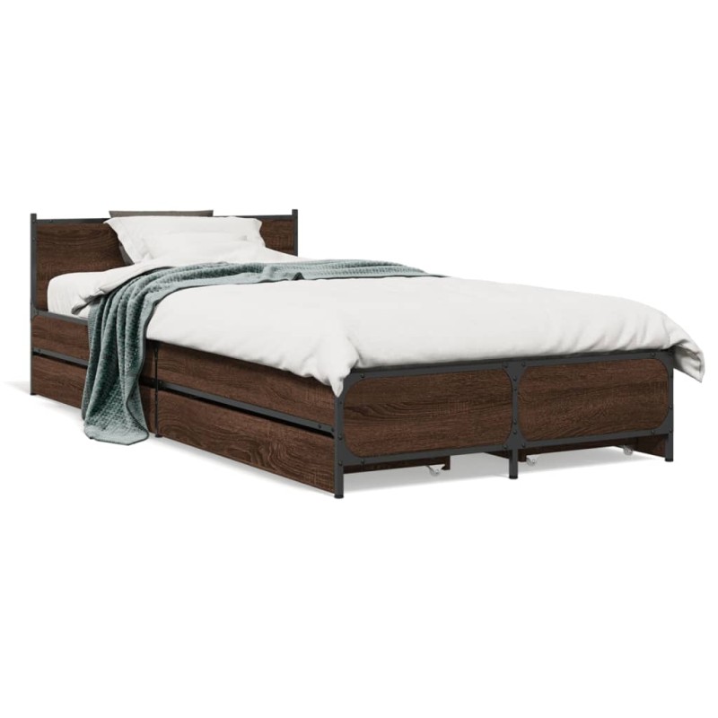 vidaXL Bettgestell mit Schubladen Braun Eichen-Optik 90x190 cm vidaXL Bettgestell mit Schubladen Braun Eichen-Optik 90x190 cm