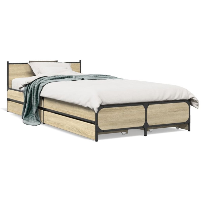 vidaXL Bettgestell mit Schubladen Sonoma-Eiche 90x200cm Holzwerkstoff vidaXL Bettgestell mit Schubladen Sonoma-Eiche 90x200cm Holzwerkstoff