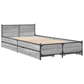 vidaXL Bettgestell mit Schubladen Grau Sonoma 75x190 cm Holzwerkstoff