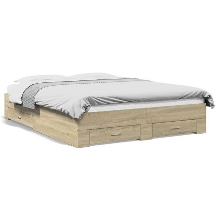 vidaXL Bettgestell mit Schubladen Sonoma-Eiche 140x200cm Holzwerkstoff
