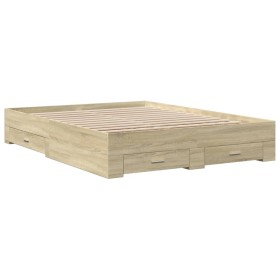 vidaXL Bettgestell mit Schubladen Sonoma-Eiche 140x200cm Holzwerkstoff