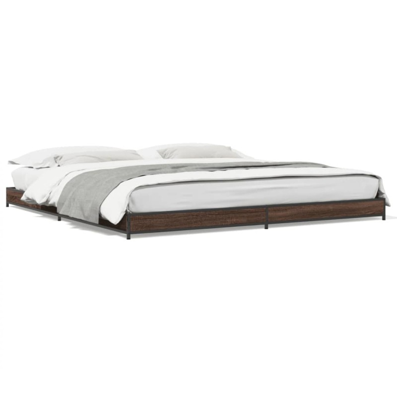 vidaXL Bettgestell Braun Eichen-Optik 180x200 cm Holzwerkstoff Metall vidaXL Bettgestell Braun Eichen-Optik 180x200 cm Holzwerkstoff Metall